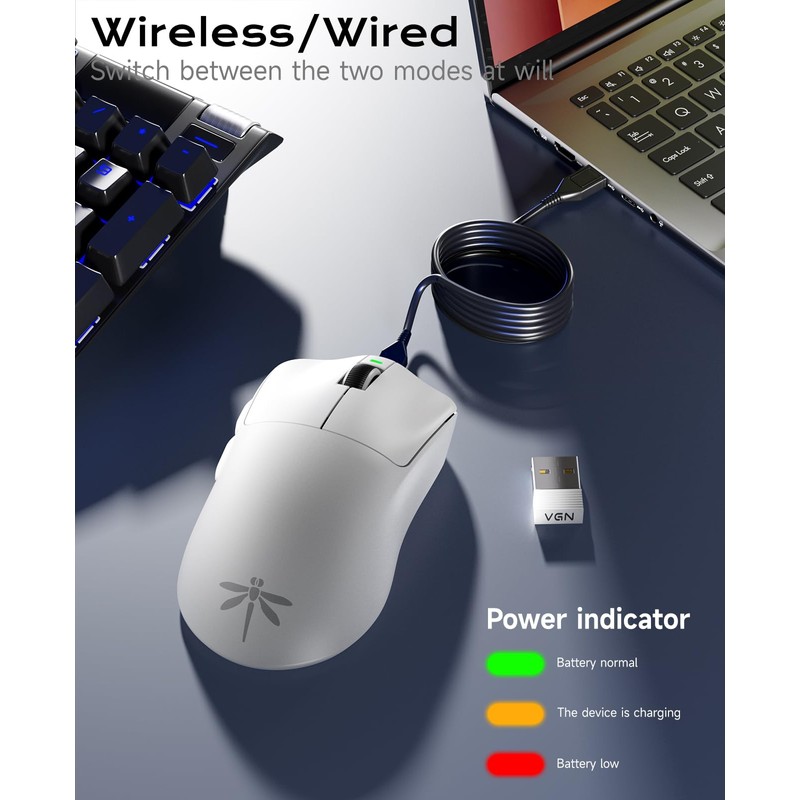 VGN Dragonfly F1 Pro Max Wireless Gaming Mouse, 130h Playtime