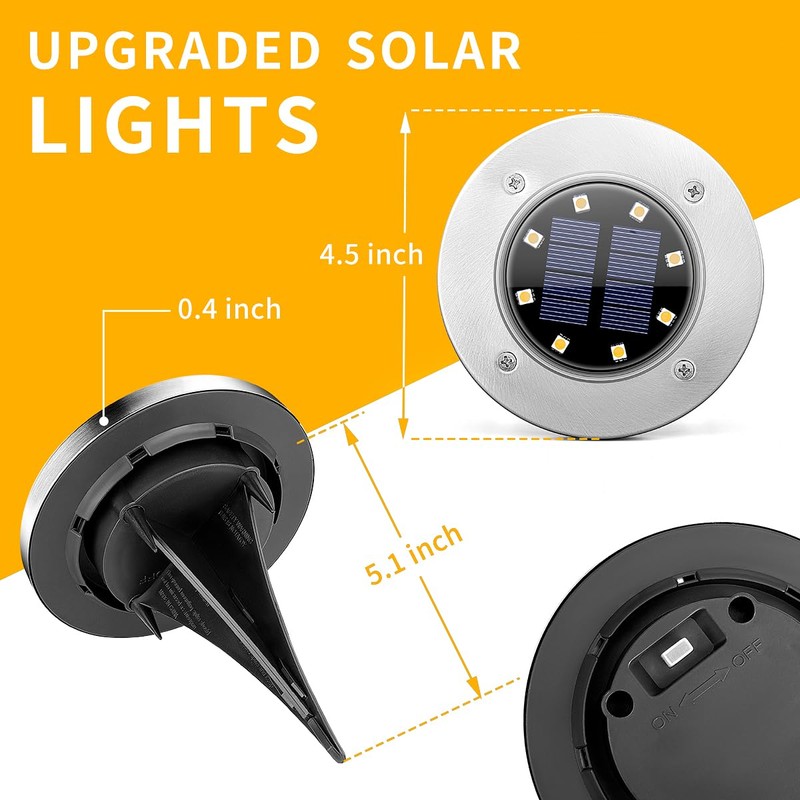 SOLPEX 20 Pack Solar Ground Lights Waterproof, Solar Powered Garden