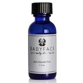Babyface 35% Glycolic Acid Chemical Peel for Anti-Aging, Brighter Complexion, Unbuffered, Low pH, Large Size 1.2 oz.