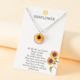 Sweet Sunflower Pearl Leaf Pendant Necklace Resin Daisy Flower Clavicular Chain Fashion Jewelry for Women, Acrylic, No Gemstone