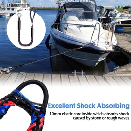 iKALULA Pack of 2 Bungee Dock Line, Mooring Rope with Hooks, Mooring Rope for Boats, Dock, Bungee Dock Lead with Carabiner Clip for Boats, Kayak, Jetski, Pontoon, Canoe (Mixed Colours)