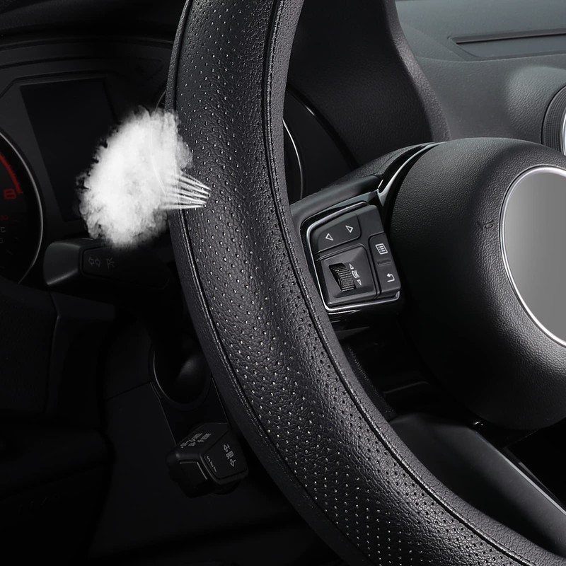 SEG Direct Black Car Steering Wheel Cover Small Size 14-14.25