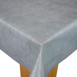 Karina Home Grey Linen Look Wipe Clean Tablecloth Vinyl PVC Table Cover Wipeable Table Cloth (Grey, 180cm x 140cm)