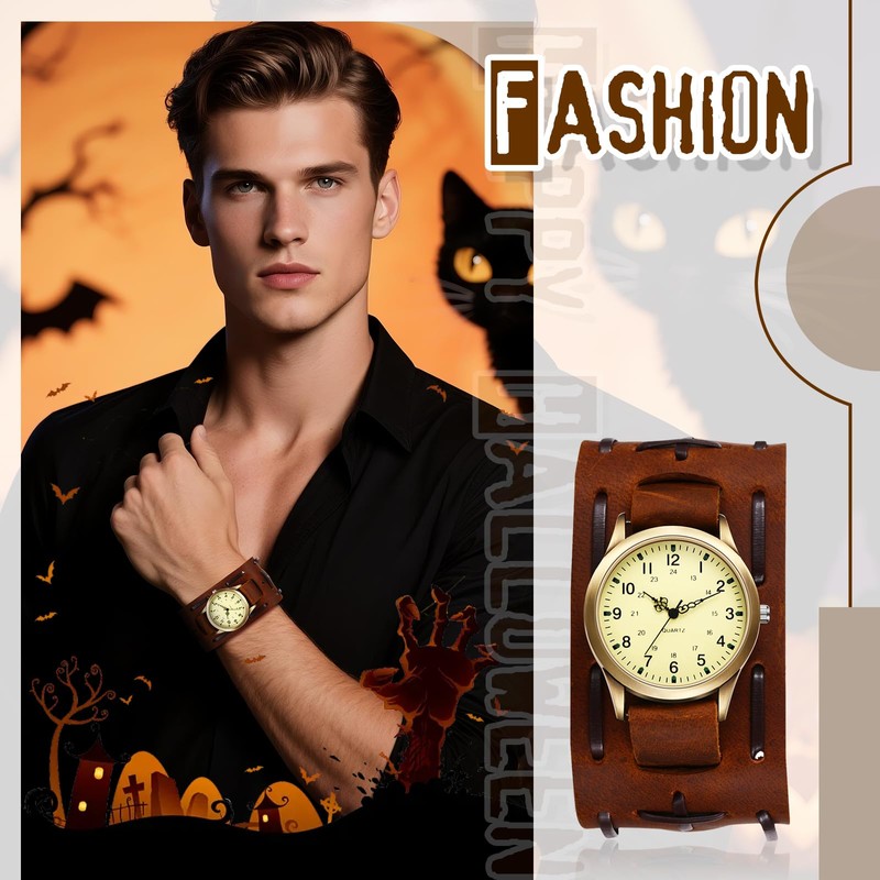 アンティーク 腕時計 メンズ 本革ベルト アナログ表示: スポーツウォッチ ロックパンク 防水 クォーツ時計 メンズウォッチ