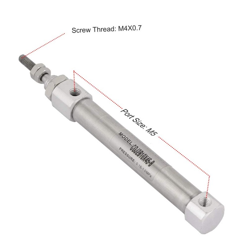 Stainless Steel Air Cylinder, Round Body, Single Acting, Spring Return,