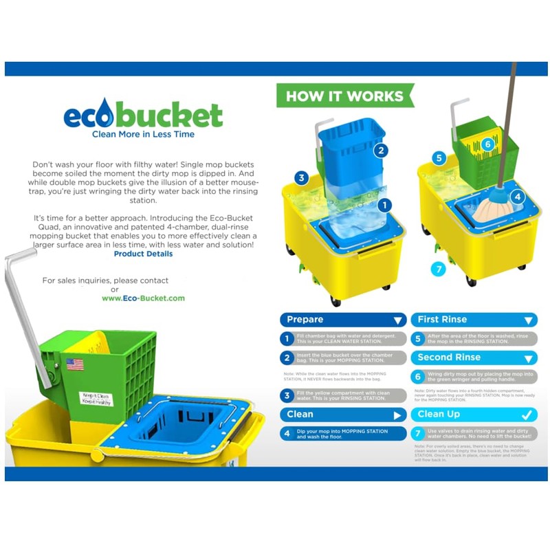 Eco-Bucket, Mop Bucket, Clean Mopping System, Mop Bucket with Wringer