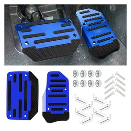 GLSOWEE 2PCS Non-Slip Car Pedal Covers, Automatic Transmission Gas Pedal Brake Pedal Cover, Aluminum Alloy Pedal Pads for Safe Driving, Car Replacement Accessories, Fit for Car SUV ATV (Blue)