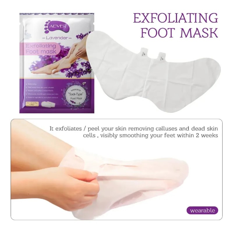 Mascarilla Exfoliante Pies Lavanda 1 Par + Aliver Renovación