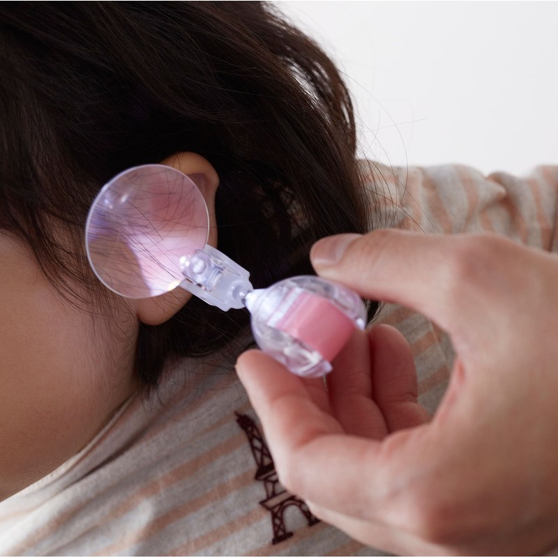 スマイルキッズ 光る耳かき 白い光の あかりちゃん耳かき 拡大レンズ付 ピンク AMK-112