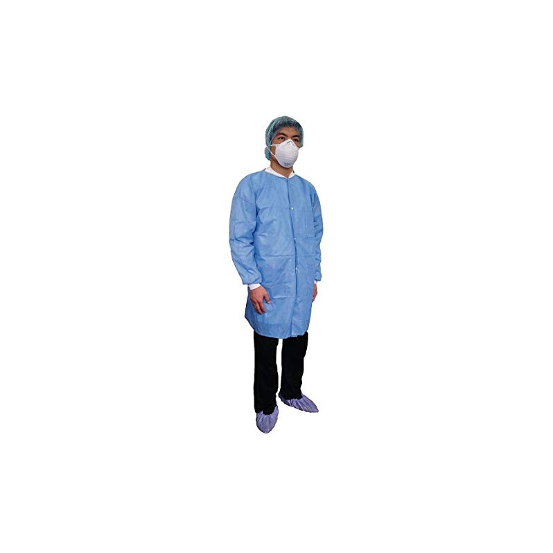 CONDOR31TV08 Disposable Lab Coat, Basic SMS, Blue, L