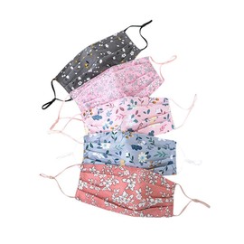 5PCS Women Cute Face_Cloth_Mask Protection Bandanas Adult Girls With Design Floral Print Adjustable Earloops Cotton Fabric Washable Reusable Skin Care Comfortable Breathable Outdoor Sports (5PC-A)