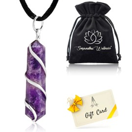 Sugandha Wellness Lepidolite Healing Crystal Necklace - Stress Relief & Powerful Mood Stabilizer. Inner Peace Pendant. Jewelry Gift for Yoga, Meditation & Reiki