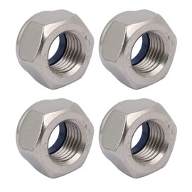 TA-VIGOR 4Pcs Hex Lock Nuts, M14 x 1.5mm Pitch Metric Fine Threaded Stainless Steel Insert Self-Locking Nuts for DIY & Motoring Projects