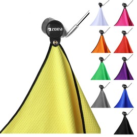 ZOEA Magnetic Towel, Magnetic Clip for Golf Towel, Microfiber Fabric Waffle Pattern Towels Industrial Strength Magnet for Strong Hold to Golf Carts or Clubs (1, Yellow)