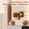 Jemyxhw Key Rack with Shelf and 6 Hooks, Wooden Key