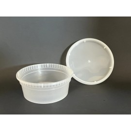 8oz Heavy Duty Round Plastic Food Takeout Containers with Lids 24 sets