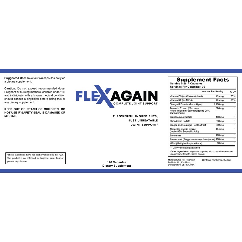 FlexAgain - Fully Comprehensive Joint Support - 120 Capsules -
