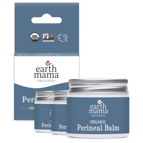 Earth Mama Organic Perineal Balm | Naturally Cooling Herbal Salve for Pregnancy and Postpartum Relief with Witch Hazel & Calendula, Feminine Care Essentials, Benzocaine & Butane Free, 2-FL OZ (3-Pk)