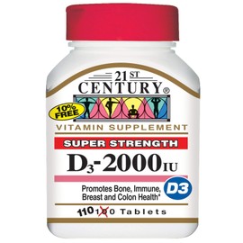 21st Century, Vitamin D3, Super Strength, 2000 IU, 110 Tablets
