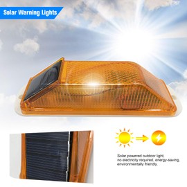 RISOON Solar Strobe Warning Light: Sensitive LED Warning Lamp High Bright Waterproof IP65 Flashing Beacon Barricade Construction Safety Traffic Light for Driveways Dock (Yellow)