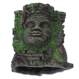 CAXUSD 1pc Retro Human Face Resin Aquarium Ornament Simulated Wall Landscape Decoration for Fish Tank Durable and Safe Aquarium Crafts for Home and Landscape Decor