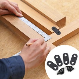 20 Pack Flat Straight Brace Flat Straight Bracket Stainless Steel Flat Plate Straight Brackets Repair Mending Bracket Plate for Wood Furniture Metal Mending Joining Plates with Screws (Black)