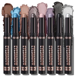8 Pieces Eyeshadow Stick Soft Creamy Matte Shimmer Eyeshadow Pencil Crayon Highlighting Pigmented Shiny Eyeshadow Pencil Waterproof Classy Shimmer Eyeshadow Sticks Set (C)