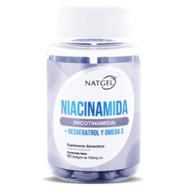 NIACINAMIDA B3 + RESVERATROL | NatGel Niacinamida con Resveratrol y Omega 3 | Suplemento Antioxidante de Alta Pureza - Apoyo a la Salud Celular, Longe