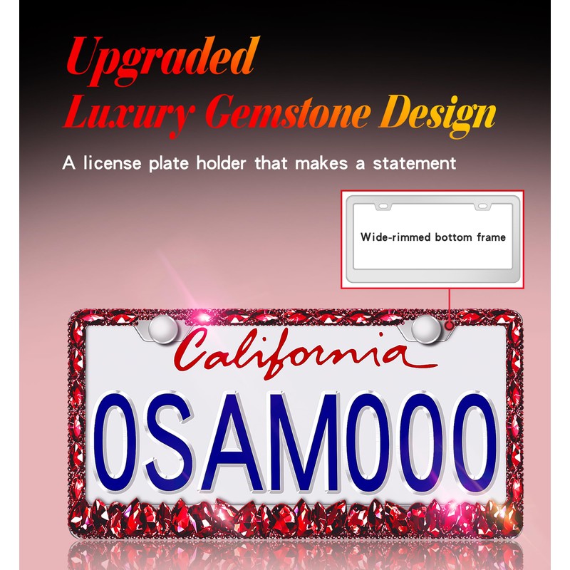 Murimt Bling License Plate Frame 1 Pack Rhinestone Bedazzled License