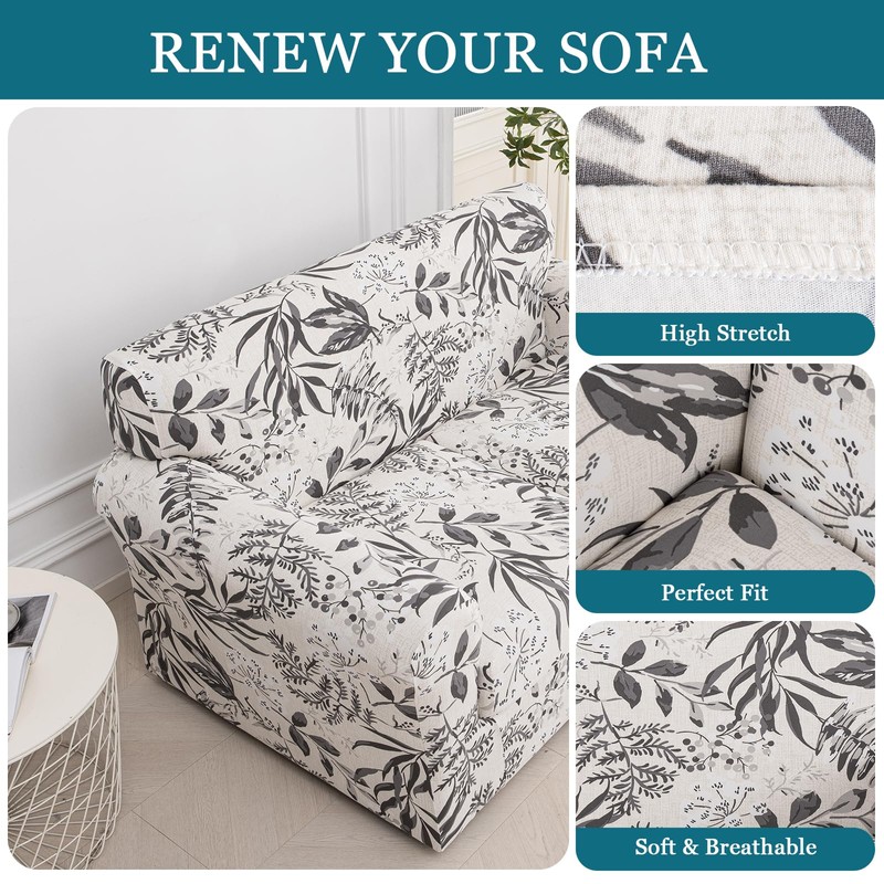 FUANGUI 3 Piece Stretch Sofa Couch Covers for 2 Cushion,