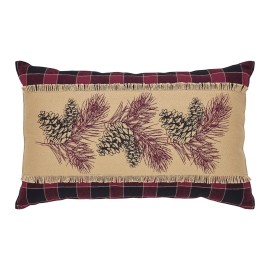 VHC Brands Connell Pine Cone PILLOW 14X22 Country Autumn Fall Thanksgiving Burgundy Black