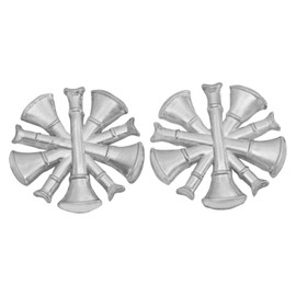 Smith & Warren Five crossed Fire Chief Bugles Collar Insignia Silver Finish Fire Uniform Pin