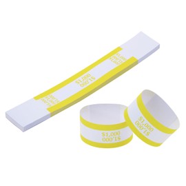 ONLYKXY 50pcs Self Sealing Cash Currency Straps Money Paper Bands Bill Wrappers Tape for Bank Supermarket Currency Organize Cash Dollar Wraps Organizer ($1000)