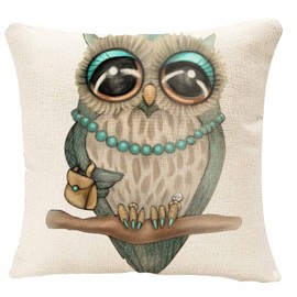IBILIU Throw Pillow Covers Rural Style Owl Pattern Cushion Pillow Case Home Decor Pillowcase 18x18 Inches