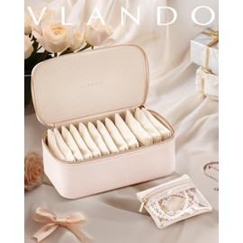 Vlando Jewelry Box with 12 Velvet Jewelry Bags Travel Jewelry Case for Girls Jewelry Organizer for Travelers Birthday Christmas Gift Ideas for Women (Pink)