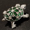 Cute Green Enamel Crystal Turtle Brooch (Rhodium Plated)