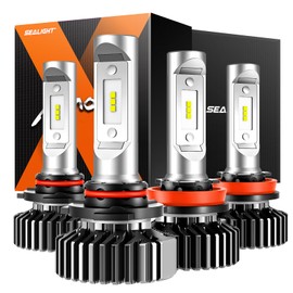 SEALIGHT 9005 H11 Fog Light Bulbs Combo with 1200 Feet High Visibility, 60,000LM Super Bright H11/H8 9005/HB3 Lights Bulbs, Plug and Play, Pack of 4