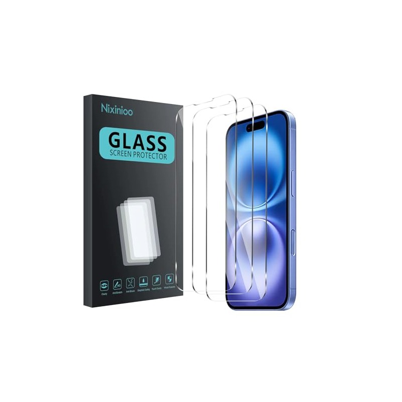 Nixinioo 3 Pack Tempered Glass Screen Protector for 17 Pro
