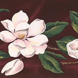 CONCORD WALLCOVERINGS ™ Wallpaper Border Floral Pattern Magnolia for Living Room Bedroom, Pink Green Burgundy, 7 Inches by 15 Ft WT1017B
