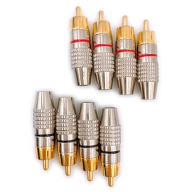 Meliore Gold Plated RCA Plug Terminal Solderless Male PLUG TYPE Type B Red Black Cable DIY Red Black 8 Pcs Set