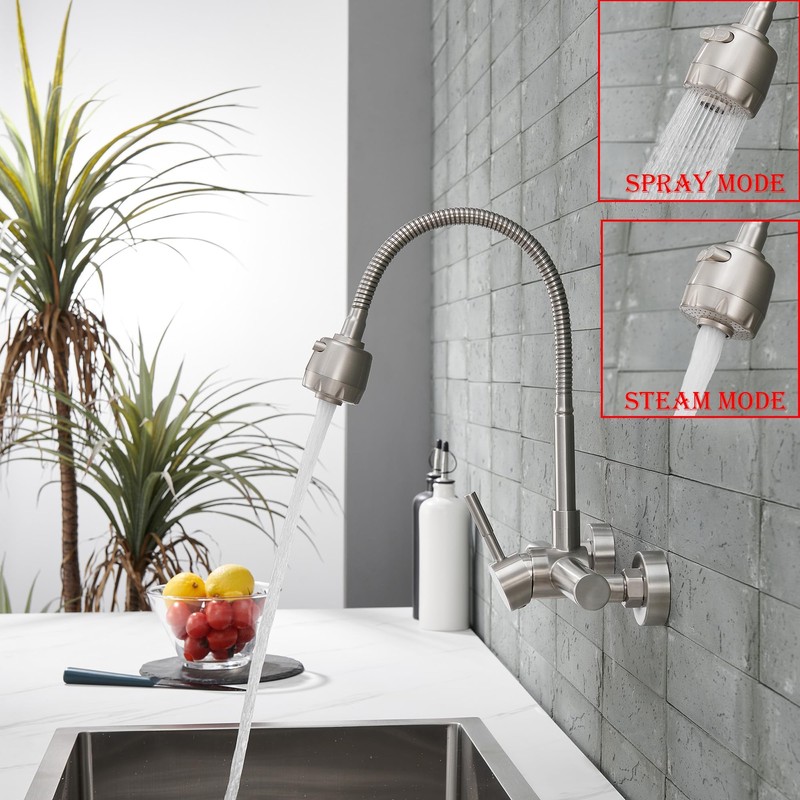 ZHYICH Wall Mount Kitchen Sink Faucet 8 Inch Center with