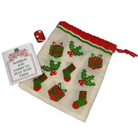 House of Marbles Classic Holly Christmas Marble Bag