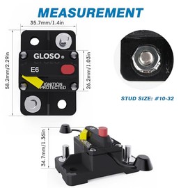 GLOSO GLOSO Circuit Breaker 30 A E69 for Marine Truck Boat RV Automotive Mid Range Mini T3 Manual Reset Switchable Compact Medium IP66 (30 A)