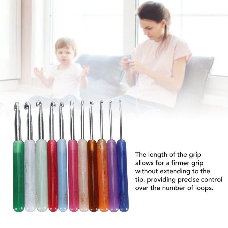 11PCS Set Knitting Crochet Hook Ergonomic Aluminum Crochet Hooks Set