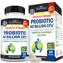 BioSchwartz Daily Probiotic for Women & Men with 40 Billion CFU - Gut Health Complex with Probiotic for Women & Men - Shelf Stable Pre & Probiotics for Bloating Relief Digestive Enzyme Health | Non-GMO, 60ct