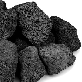 Onlyfire 10 lb Large Black Lava Rocks, Volcanic Lava Stones for Outdoor Fire Pits, Indoor Fireplaces, Fire Bowl, Gas Logs and Landscaping, 2.75-5 Inch