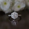 Platinum Plated Moissanite Princess Artificial Diamond Ring Emerald Cut Sterling