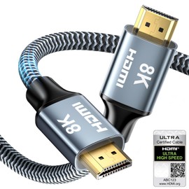 CABNEER 8K HDMI 2.1 Cable 1 m, HDMI Cable High Speed 48Gbps 8K @ 60Hz 4K @ 120Hz 2.2/2.3 for Dolby eARC HDCP HDR, Compatible with HDTV, Laptop etc