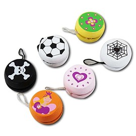 HC Trade Wooden 911625 Yoyo Jo Jo 4.5 cm Assorted Pack of 6