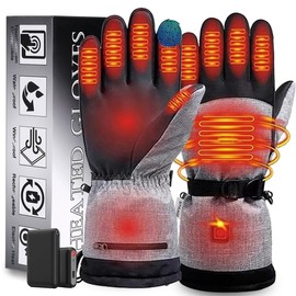 Heated Gloves for Men Women, Rechargeable Hand Warmer with Touchscreen, Waterproof Electric Heated Ski Glove for Winter Outdoor Work Hunting Camping Snowboarding Hiking